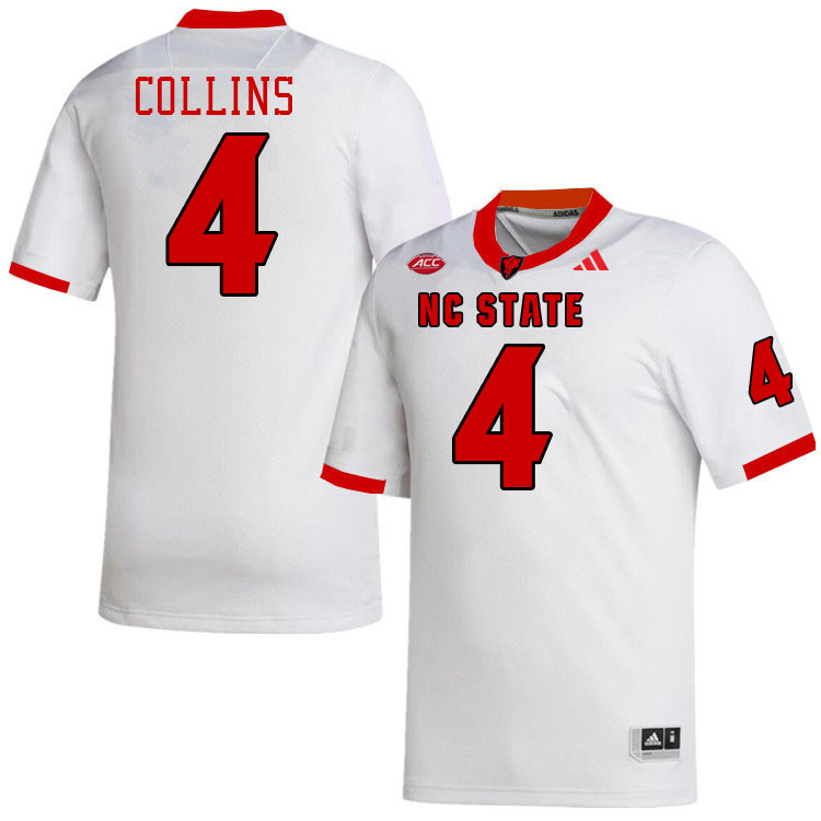 Men #4 Dacari Collins NC State Wolfpack College Football Jerseys Stitched-White